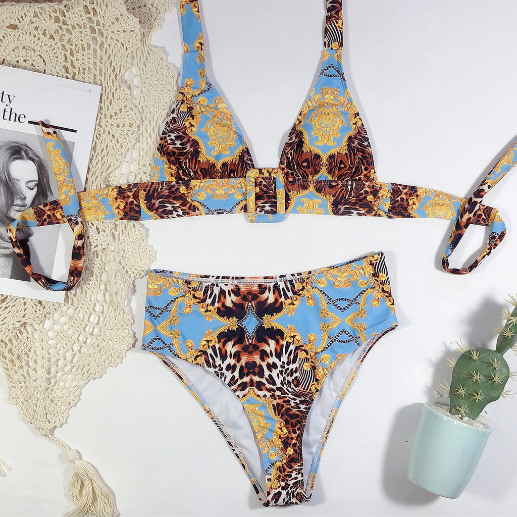 Amalfi Printed Halter Bikini – Luxury Resort Swimwear