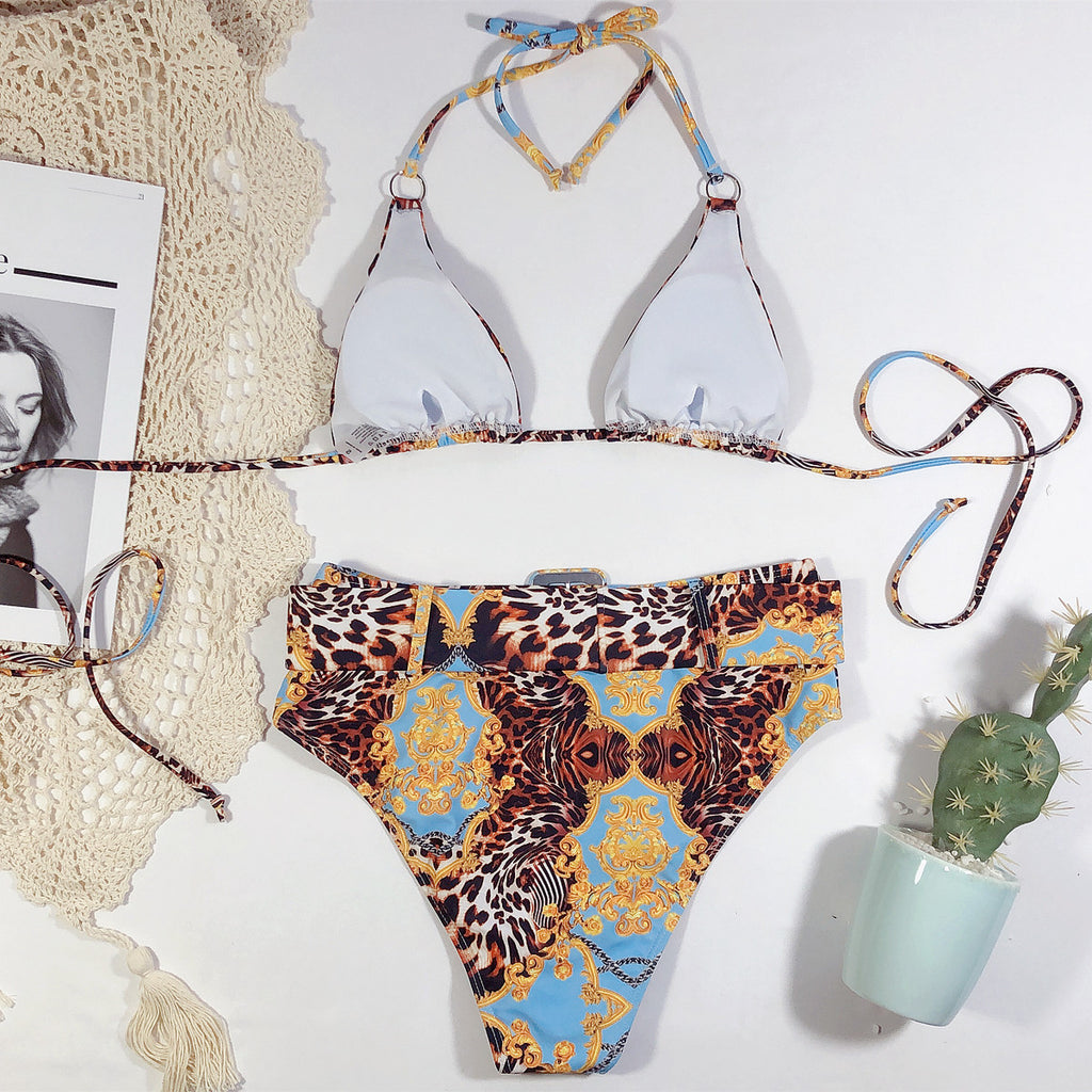 Amalfi Printed Halter Bikini – Luxury Resort Swimwear